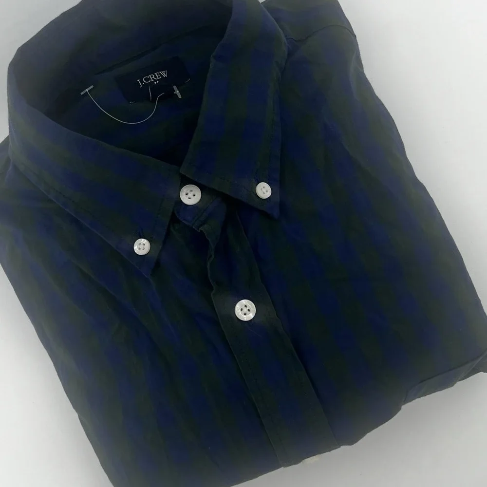 J.Crew Plaid Button-Down Shirt‎ Men's Size M Blue Green  Cotton